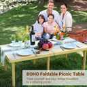 Boho Wooden Low Picnic Table, 60" x 30" Portable Foldable Beach Picnic Table for 6-8 People to Beach, BBQ, Camping, Party, Garden, Outdoor, Indoor (Extra Large)