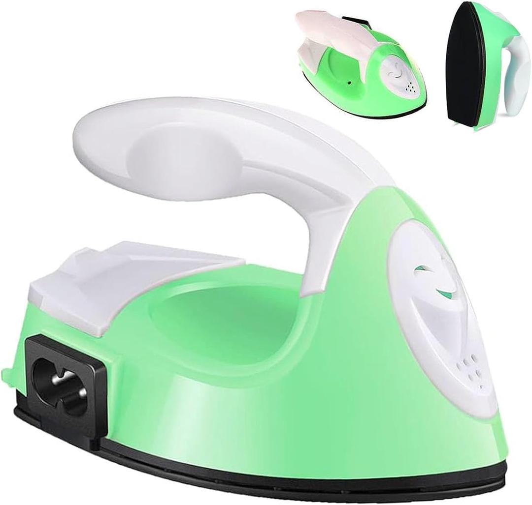Mini Craft Iron Mini Heat Press Small Iron Portable Handy Travel Heat Iron-on for Transfers,Clothes,Crafts,Patches,DIY (Mini Green)