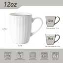 famiware Coffee Mugs Sets for 6, 12 oz Mug Set, Coffee Cups with Handle for Coffee, Tea, Cocoa and Milk, Microwave and Dishwasher Safe, White Stripe