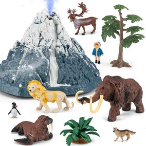 Volcano Toy Playset, Animal Figures 11 Pcs, Kids Ages 3+, One Size