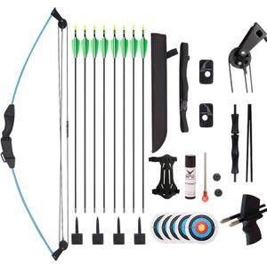 SOPOGER Kids Bow and Arrow Set for Boys Girls, Beginner Bow and Arrow for Kids 8-12 Youth Archery Set, Youth Compound Bow and Arrow Set for Kids Backyard Archery Games Toy Gifts (Blue)