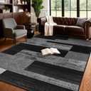 LIANLAM 6x9 Washable Area Rugs for Living Room and Bedroom, Vintage Checkered Pattern Non-Slip Carpet, Stain Resistant Low Pile Soft Rug for Dining Room,Office,Nursery,Kids Room(6x9,Gray)