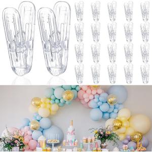 Sibba 20 Pcs Balloon Arch Clips Clear Spring Clamps 2.4 Inch Backdrop Spring Clamps Durable Heavy Duty Clip for Balloon Arch Birthday Wedding Backdrop Stand Photography Studio