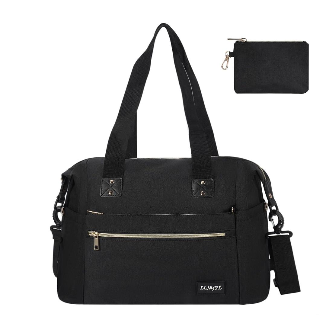 Diaper Tote Bag - Large Capacity waterproof Baby Bag with Pacifier Case, Hospital Delivery & Travel Mom Handbag (Black)