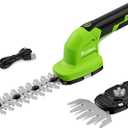 2 in 1 Hedge Trimmer Cordless, 7.2V Electric Grass Cutter and Hedge Shears, Handheld Shrub Bush Trimmer, Lightweight Grass Shears with 2 Blades, Rechargeable Garden Tool with Battery and Type-C Cable (Green)