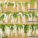 Wisteria Artificial Flowers Garland, 2Pcs Total 14.4ft Silk Faux Wisteria Vine Kit, Hanging Flower Plant for House Outdoor Garden Ceremony Outside Wedding Arch Floral Decor (2, White)
