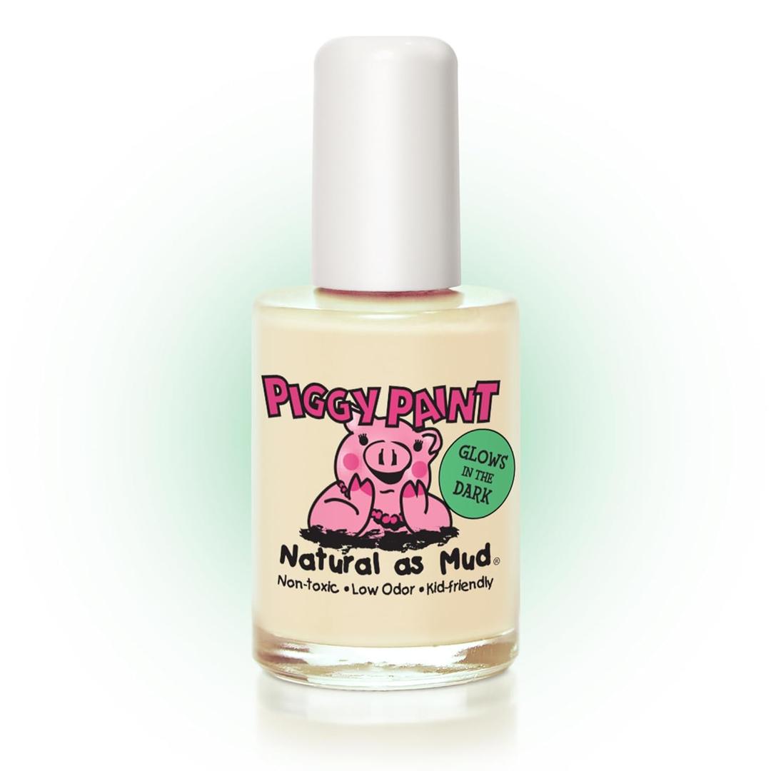 Piggy Paint | 100% Non-Toxic Girls Nail Polish | Safe, Cruelty-free, Vegan, & Low Odor for Kids | Radioactive (Clear, Glows in the Dark) (0.5 Fl Oz (Pack of 1))