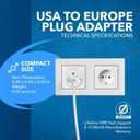 OREI American USA To European Plug Adapter  Type E/F Schuko Plug Adapter - Use in Germany, France, & More - CE Certified  For Mobile, Laptop & Camera Chargers - 6 Pack