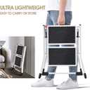 KINGRACK Folding Step, 2 stepsStepladder, Foldable, Ladder with Non-Slip Rubber mat, Step Stool with Release Button, Lightweight Steel, for up to 150 kg.