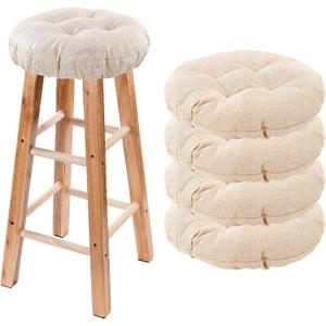 Bar Stool Covers Set of 4, Stool Covers Round with Elastic Band Pad, Soft Stool Seat Covers, Nonslip and Washable, 12 Inch, Beige