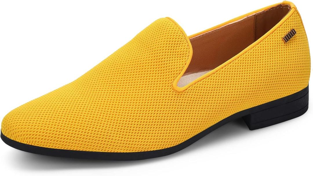 UUBARIS Mens Dress Loafers Tuxedo Suit Slip on Shoes (10, Gold Yellow)