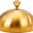 Gold Stainless Steel Food Dome Cover Food Protecting Dome Cover Serving Plate Dish Dome Cake Butter Dessert Cheese Cover for Burgers Restaurant Party (Crown Handle)
