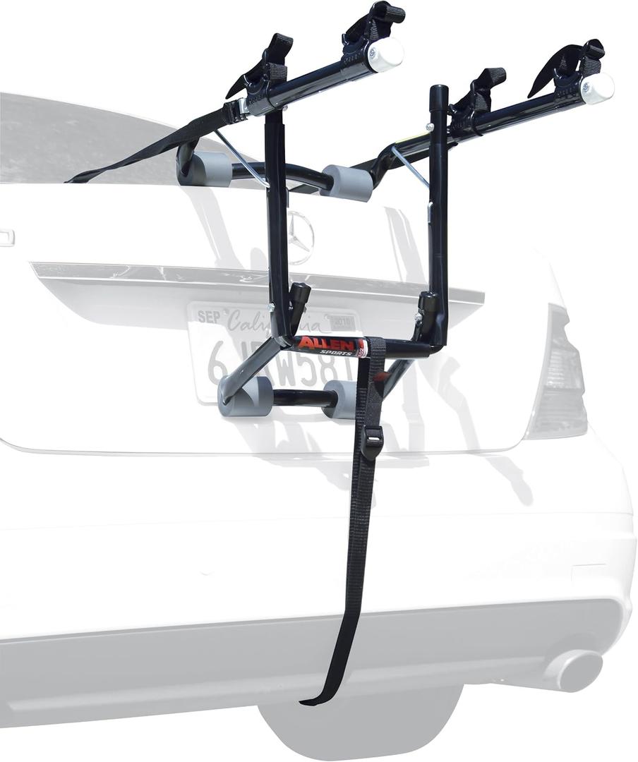 Allen Sports Deluxe 2-Bike Trunk Mount Rack, Model 102DB, Black/ Silver, 23 x 15 x 4 inches