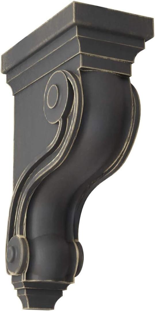 Ekena Millwork CORWD03X06X10TSBL Boston Traditional Scroll Vintage Decor Corbel 3 3/8"W x 6 1/2"D x 10 1/2"H Black