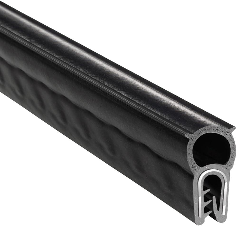 Trim-Lok DDA2513-25 EPDM Dual Durometer Rubber/Metal Carrier Coextruded Trim Seal with Top Bulb, Fits Edge 0.040" - 0.125", 25' Length