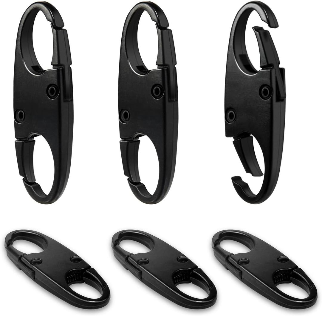 6Pcs Double Opening Lock Zipper Pull Replacement Clips, Small Carabiner Clips, Zipper Locks Anti Theft Deterrent for Bag Luggage Pickpocket Backpack Purse Travel Suitcase (Black)