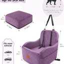 Lealchum Dog Booster Car Seat for Dogs, Puppy Portable Car Bed with Elevated Cushion, Fully Detachable and Washable,2 Storage Pockets, Easy to Install (Purple, Medium)