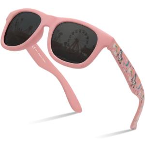 Age 25 Polarized Kids Sunglasses UV400 Protection for Boys & Girls - Flexible, Lightweight, BPA-Free, Wayfarer Frame (Matt Pink)