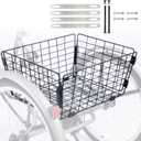 Tricycle Rear Basket Folding Large Capacity Basket Steel Basket for 20 24 26 Inch Tricycles Trike, Black