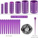 WILLBOND 141 Pcs Hair Rollers Set Include Plastic Hair Rollers with Pins and Clips(Purple)