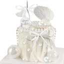 Knana 39Pcs Bow Cake Topper Shell Pearl Cake Decorations with Happy Birthday Cake Topper for Baby Shower Party Favors