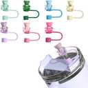 7PCS Bear Straw Covers, 10mm Silicone Tips Lids, Dust-Proof, Compatible with Stanley 30&40 Oz Cup, Tumbler Straw Caps