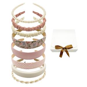 Women Girls Non-Slip Padded Headbands - Cute Pearl Decor Fashion Thin Head Bands, Trendy Hair Accessories For Daily Styling (Pink-8Pcs)
