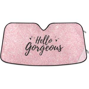 Gredecor Windshield Sun Shade Pink Glitter Spark Car Sun Visor Sunshades Blocks UV Rays and Heat Protection Foldable Sun Shield Cover Automotive Interior Accessories, 57x31.5in (Multi4)