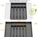 Silverware Drawer Organizer, Expandable Utensil Tray for Kitchen Drawers, BPA Free Flatware and Cutlery Holder, Adjustable Plastic Storage for Utensil like Spoons, Forks, Knives.Black