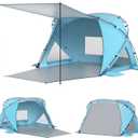 Elegear Beach Tent Sun Shelter with Canopy, CumbreX™ 4-6 Person Pop Up Beach Tent, Easy Setup UPF 50+ UV Protection Portable Lightweight Waterproof Cooler Family Beach Cabana Sun Shade Shelter - Blue
