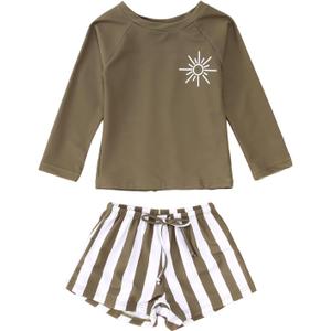 MODNTOGA Baby Boy Girl Swimwear 2Pcs Long Sleeve Swim Bathing Suit Set Toddler Kids Funny Sun Graphic Swimsuits Beach Wear (4-5T, Green) MODNTOGA Baby Boy Girl Swimwear 2Pcs Long Sleeve Swim Bathing Suit Set Toddler Kids Funny Sun Graphic Swimsuits Beach Wear (4-5T, Green)