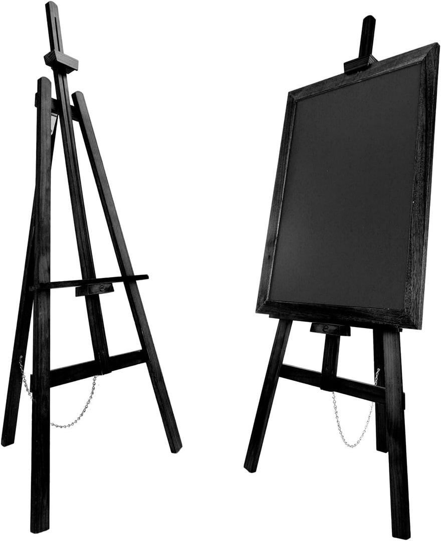 Vaste Large Adjustable Wooden Easel, Art Easel Stand for Painting Canvas, Sketch Pine Wood Floor for Adults, Heavy Duty Artist Display for Drawing, Signs