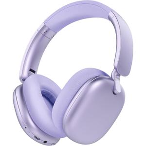 C6 Active Noise Cancelling Headphones, Wireless Over Ear Bluetooth Headphones, 60H Playtime, Lightweight Folding Deep Bass Comfort Fit Ear Cups Headset with Mic for iPad/Travel/PC/Home Purple