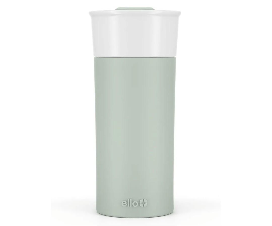 Ello Ogden 16oz Ceramic Travel Mug with Splash-Resistant Slider Lid and Protective Silicone Sleeve, Perfect for Coffee or Tea, BPA-Free, Dishwasher Safe, Honeydew