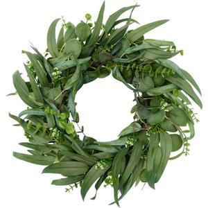 Spring Wreath for Front Door, 26 Inch Outdoor Large Eucalyptus Door Wreaths All Seasons, Handmade Green Artificial Olive Wreath for St. Patrick's Day Indoor Wedding Holiday