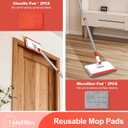 TidyBliss Baseboard Cleaner Tool with Handle, 55.9” Long Wall and Base Board Cleaning Mop, 4 Reusable Pads, 1 Stiff Bristle Scrubber Brush for Floorboard Ceiling Cabinet Window Bathroom Kitchen (Red)