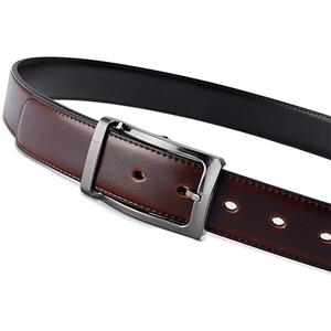 Bremorou Reversible Belt Men 1 Piece  1.25" Leather Dress Belt  Trim to Fit for Elegant Style