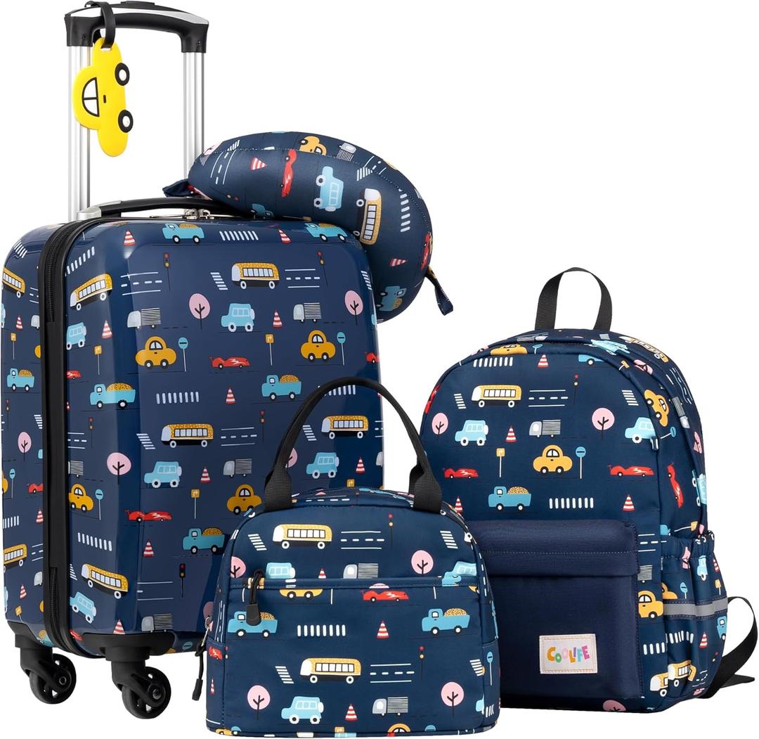Coolife Kids Luggage Set 5 Piece Suitcase Set 16 Carry on Hardside Spinner Toddler Luggage Travel Rolling Luggage Girls Boys