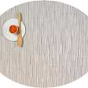 Chilewich Bamboo Placemats Set of 4 - Woven Oval Placemats - Reusable, Stain-Resistant, Indoor/Outdoor Tabletop Protection - 19" x 14" - Chalk