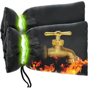 MIXC Outdoor Faucet Cover for Winter - 2 Packs 7.09''W x 10.24''H Water Socks Freeze Protection Pipe Insulation Reusable Waterproof Insulated Spigot Backflow Cover