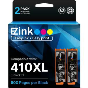 E-Z Ink Remanufactured for Epson 410XL 410 XL T410XL Ink Cartridges Black to use with Expression XP-640 XP-830 XP-7100 XP-530 XP-630 XP-635 Printer, 2 Black with Updated Chip