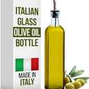EHOMEA2Z Italian Glass Olive Oil Dispenser Bottle, 16 oz, Vinegar and Oil Dispenser with Stainless Steel Spout for Kitchen, Light Green Tint (1, 470 ml)
