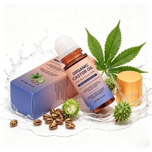 Organic Cold Pressed Castor Oil, Rose Quartz Roller Ball Bottle for Skin, Lashes & Eyebrows