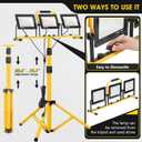 Zetunlo 21000Lumen LED Work Lights with Stand - 3 Head Portable Work Light with 16FT Cord - IP66 Waterproof Tripod Worklights for Outdoor Indoor Job Site Workshop Garage Construction Site Lighting
