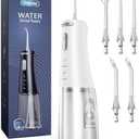 Onlyone Water Dental Flosser, 300ML Portable Oral Irrigator for Teeth, 4 Modes and 5 Jet Tips,Rechargeable Irrigation Cleaner,Electric Flossing Machine Power Flossers & Irrigator Accessories White