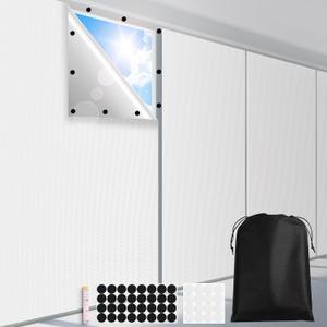 100% Blackout Curtains for Bedroom 118" x 57" Portable Blackout Shades Film No Drilling Travel Black Out Blinds Sun Light Blocker Window Cover Black Out Curtains for Nursery Dorm Room, White (57"W x 118"H)