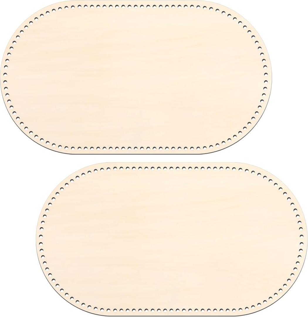 Vercraft 2 Pcs Vercraft Moses Basket Wood Bottom 27.56 x 15.75 Inches/ 70 x 40 cm Oval Natural Wood Base Shaper for DIY Crochet or Knitting Weaving Crafts Home Decoration (Base Only) Hole: 1cm
