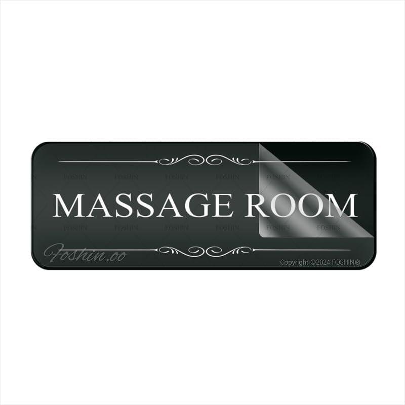 Sign For Door Acrylic Plastic Massage Room Black And White Door Sign Self-Adhesive Sign For Office Restaurants Hotels Supermarket Supplies 10 By 3 Inch