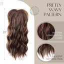 LEEONS Hair Toppers for Women 20-Inch Long Wavy Synthetic Wiglets With Bangs - Clip-in Hair Pieces for Thinning Hair, Balayage Chocolate Brown to Honey Blonde