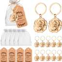 24 Rose Flower Key Chains,Flower Key Chains and Keyrings for Wedding Party Favors,Creative Valentine's Day Gifts, Decorations or Bridal Shower Keepsakes Party Favors,Roses Keychain Bulk